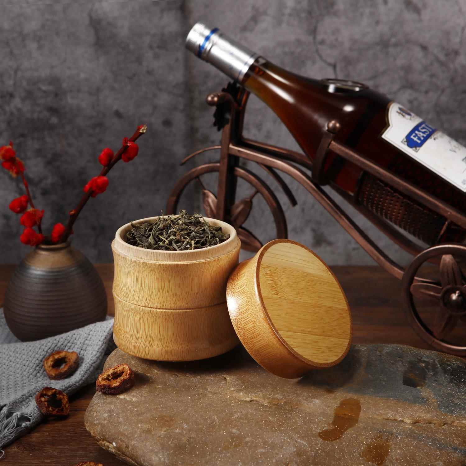 茶叶罐小号便携环保创意旅行茶叶筒防潮茶叶存储罐竹木茶叶盒密封
