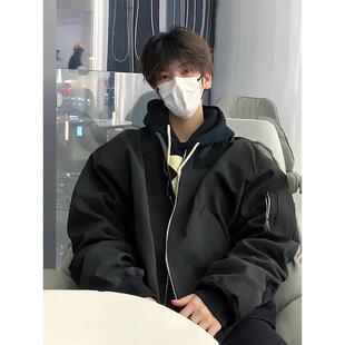 美式复古棒球服高街情侣款小众工装外套男女春秋冬加棉飞行员夹克