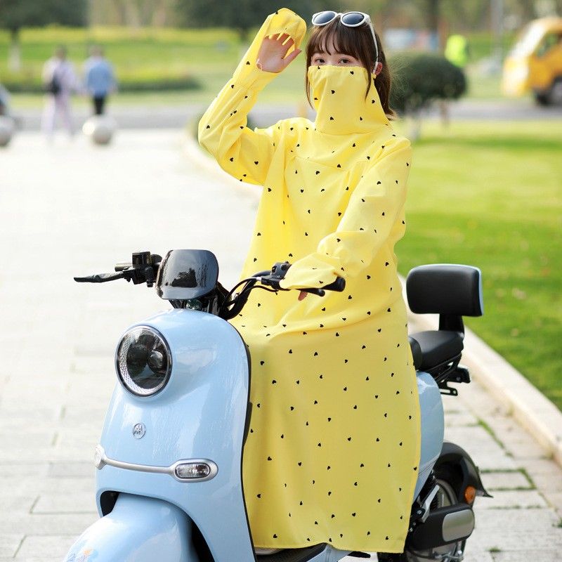 电动车防晒衣女长款春夏季遮脸骑摩托车户外骑车防走光全身防晒服