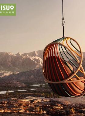 篮EXQ户外别墅吊露台秋千防雨防晒台藤编吊阳摇椅酒店民宿鸟巢悬