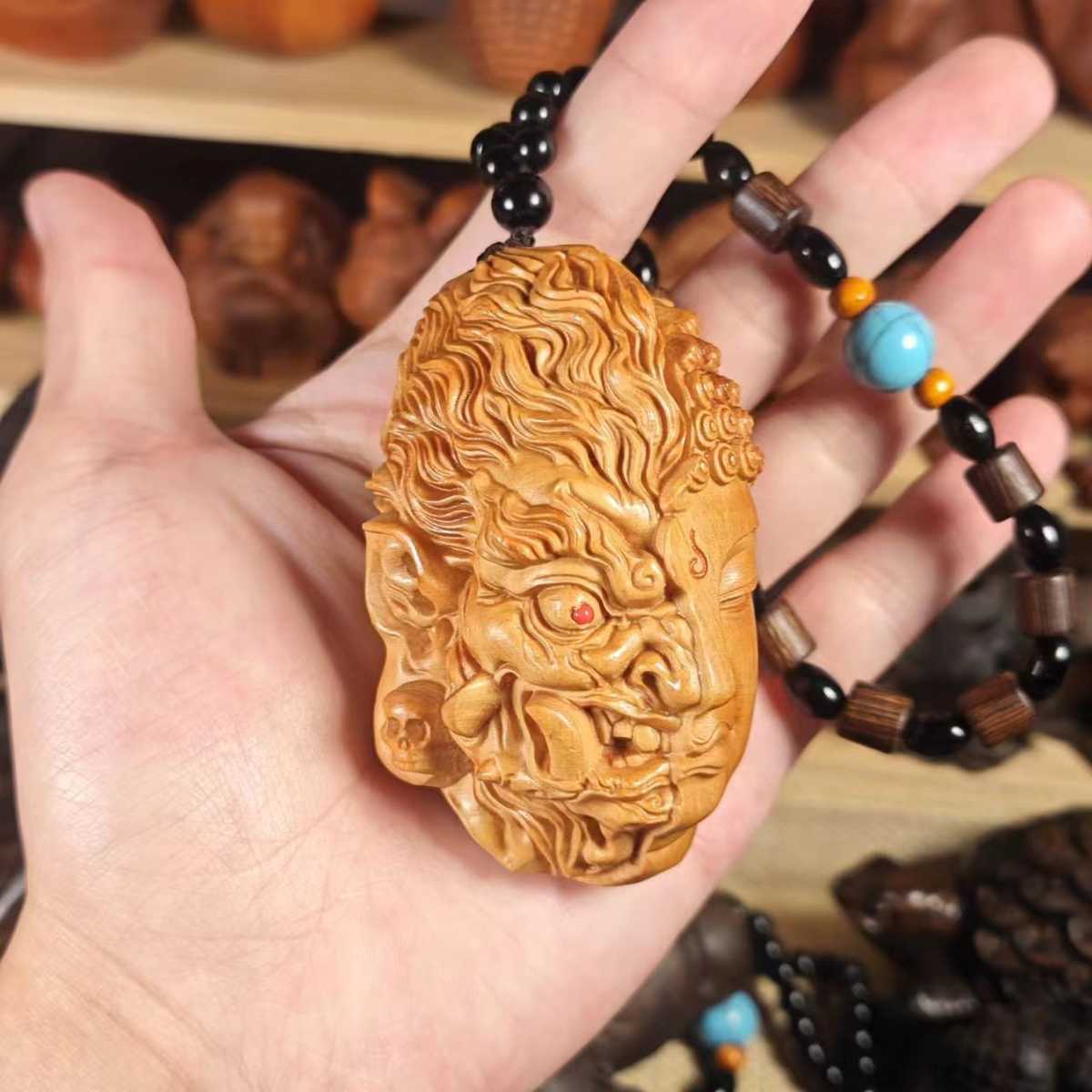 太行崖柏实木一念之间手把件随身盘玩佛魔手盘物件文玩雕挂件吊坠