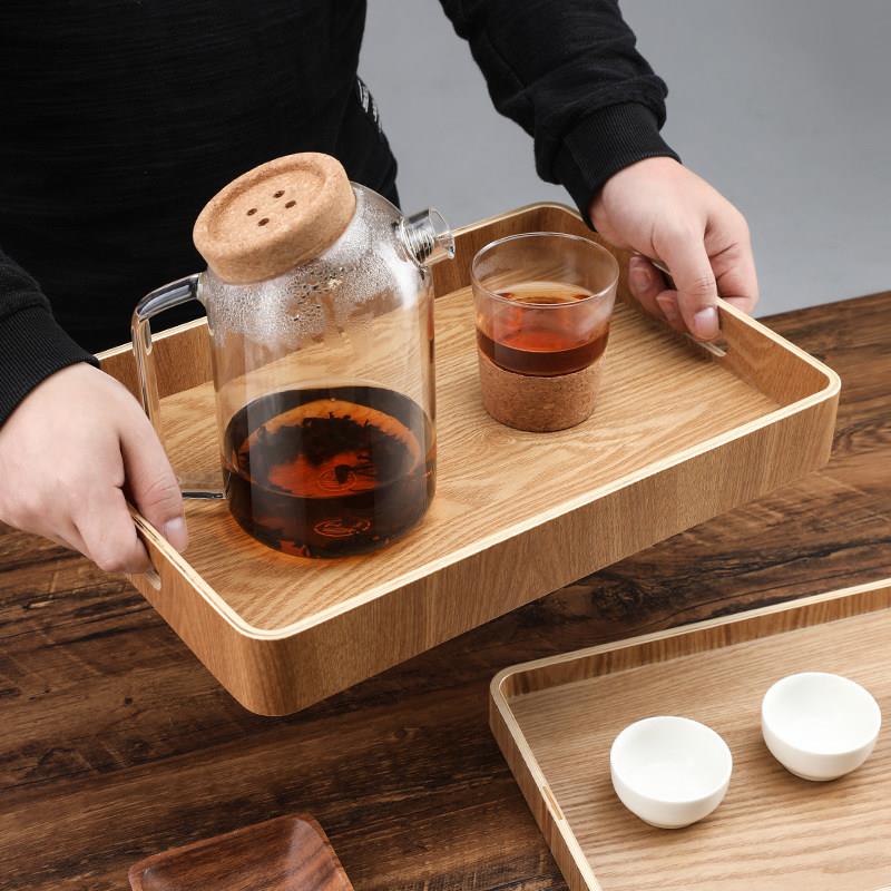 日式木质托盘长方形客厅家用水杯放茶杯收纳盘点心蛋糕盘简约木盘
