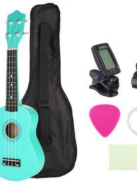 21 Inch Green Soprano Ukulele Basswood 4 Strings Hawaiian Gu