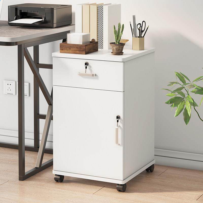 桌下文件柜矮柜小活动柜a4抽屉式移动收纳柜带锁木质办公室收纳柜
