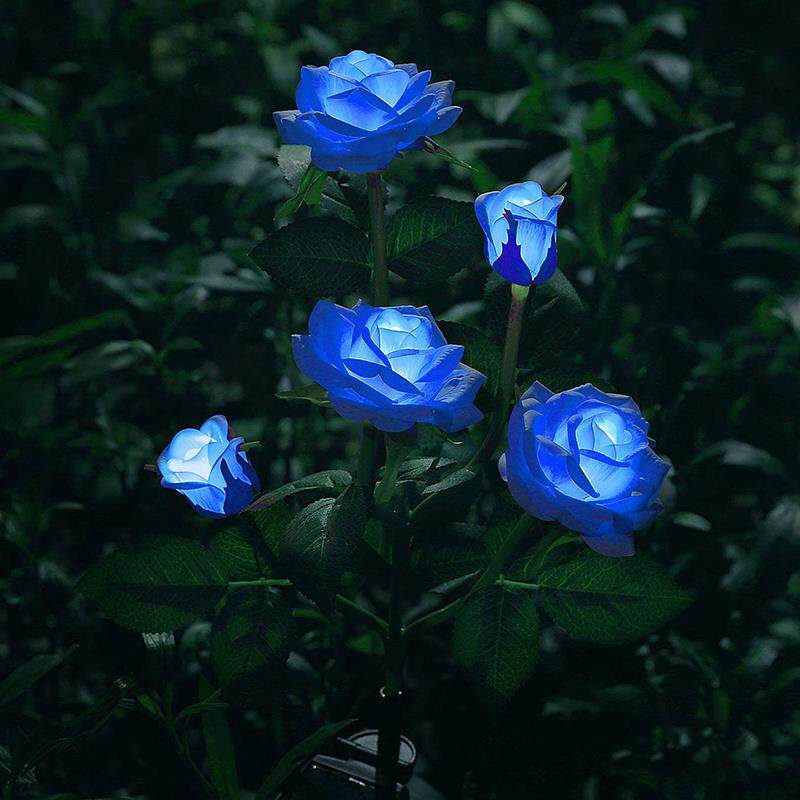太阳能玫ed玫瑰灯太阳花能户灯庭院花园布置装外饰灯草l坪灯景观