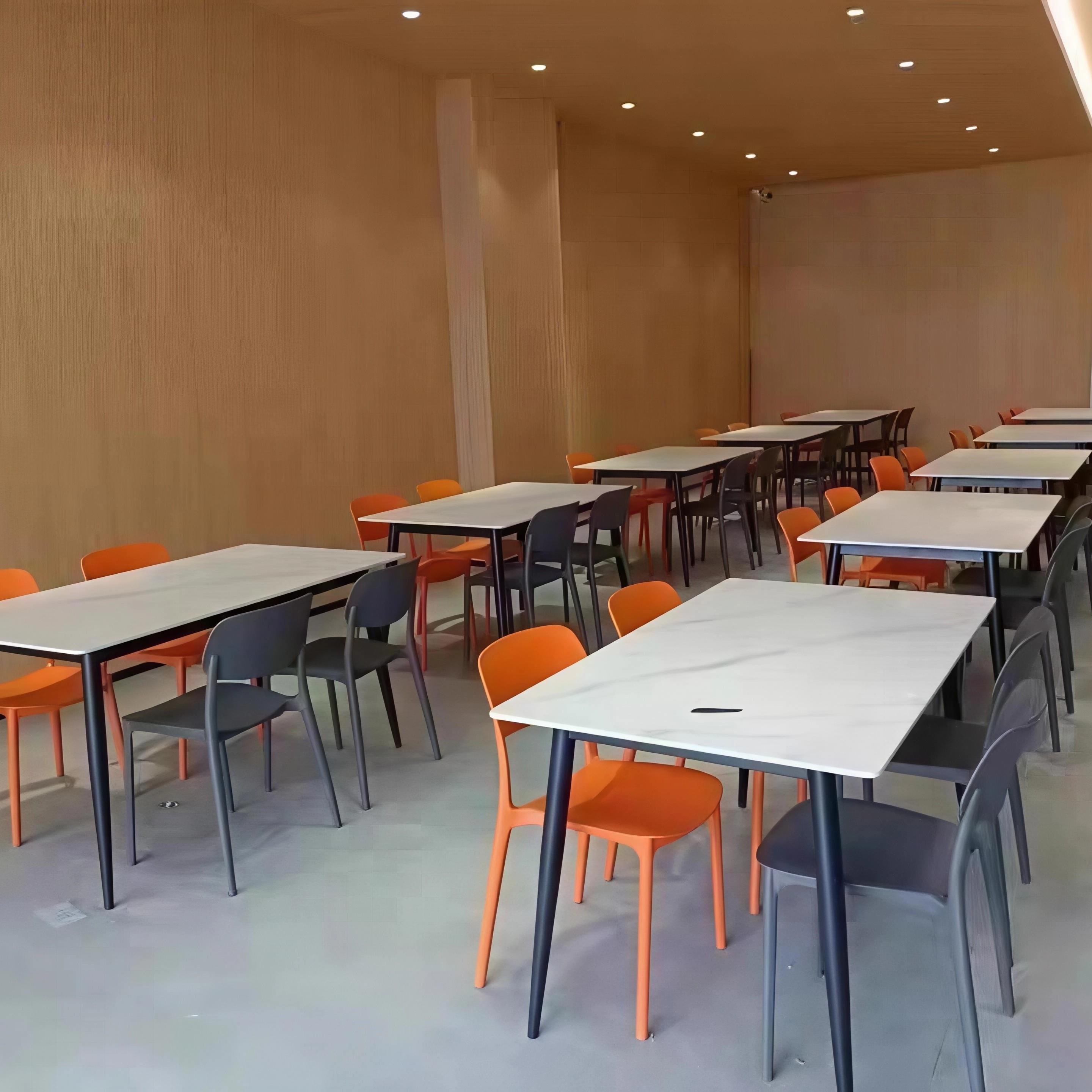 餐饮商用桌子快餐店饭店食堂餐厅小吃店专用长方形岩板餐桌椅组合