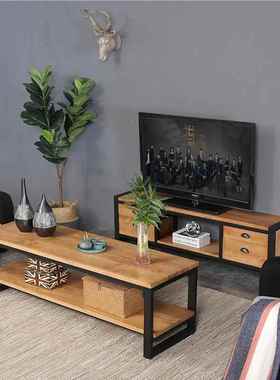 双美式复古层实茶几组家用多功能79210茶桌卧室落地式茶几电木视