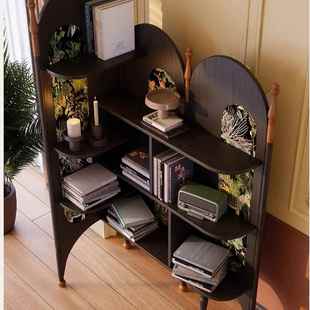 1878古风角柜小户型客厅三脚架法式 物白蜡架木书中房书沙发旁置展示柜