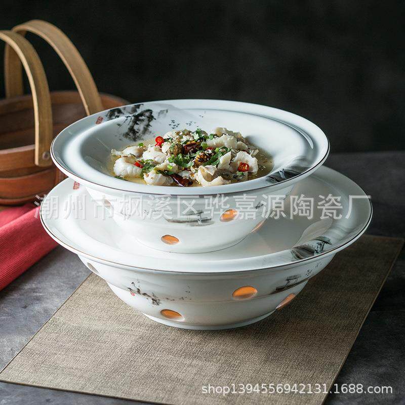 酒店家用陶瓷加热炉酒精陶瓷餐具烤鱼炉盘干锅菜炉蜡烛加热圆形炉