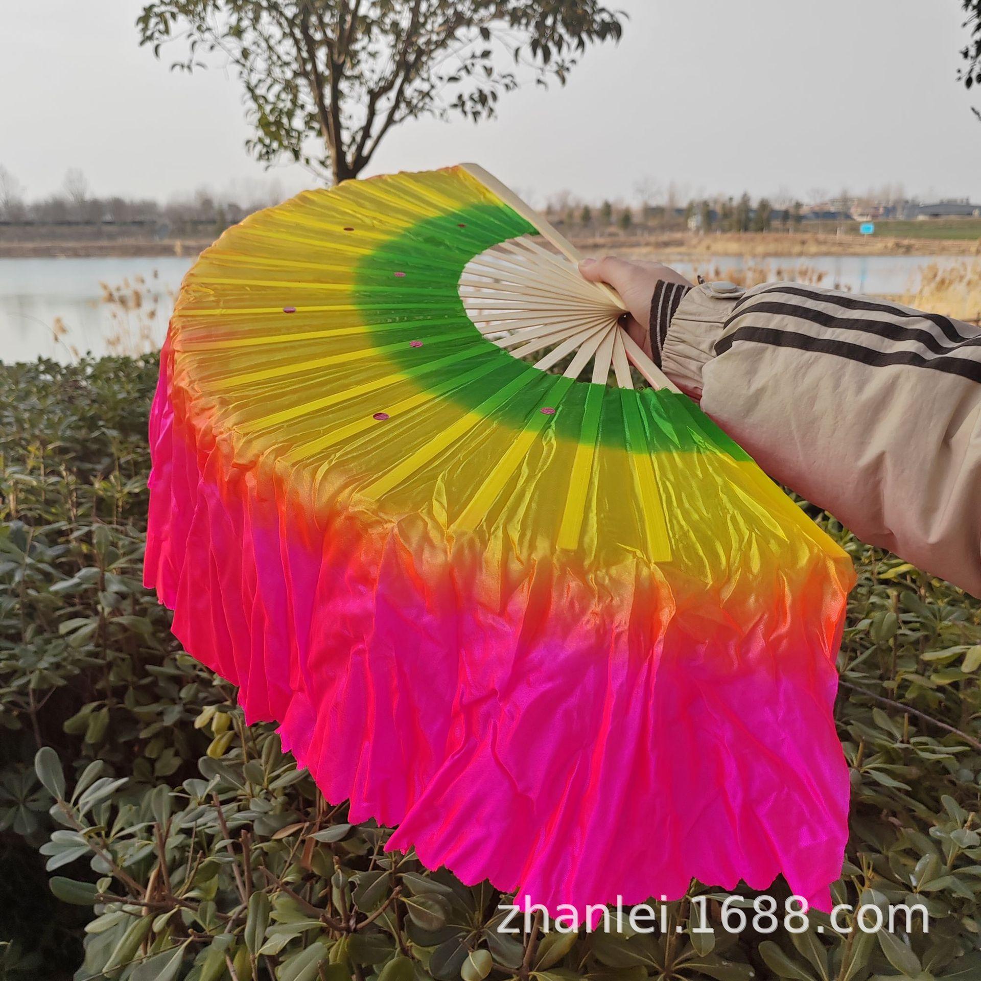 舞蹈跳舞健身扇子竹竿颜色竹雕