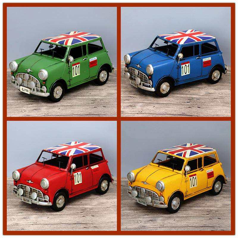 美式复古创意铁皮迷你汽车模型甲壳虫老爷车家居摆件创意装饰品