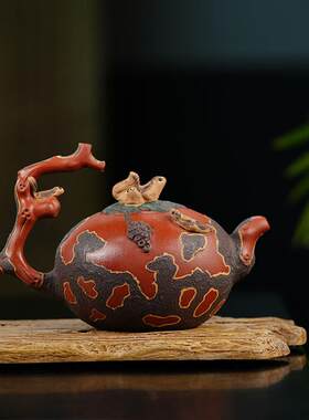 宜兴松鼠龙蛋花器紫砂壶大号原矿清水泥茶壶全手工茶具雨中砂厂家