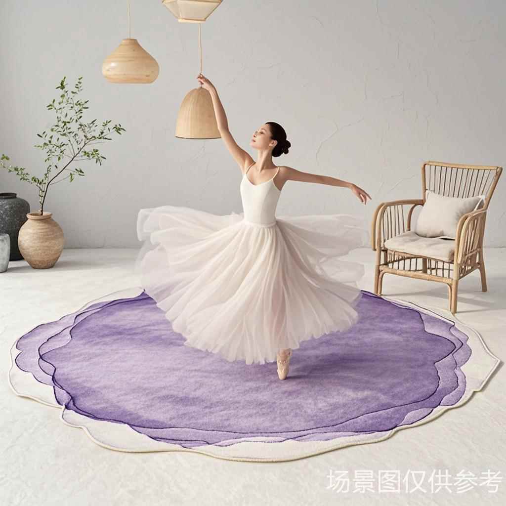 国潮禅修颂钵冥想水墨风圆形绒地毯客厅沙发茶几垫卧室装饰地垫