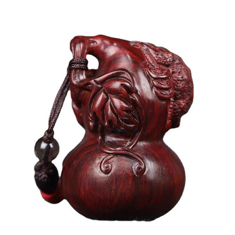 小叶紫檀金蟾葫芦手把件招财男士随身盘玩手玩把件红木红木挂件