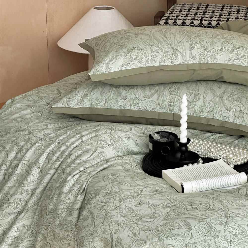 古色织提水洗383纯全棉四季款四件套复古美式轻奢花复棉床上被套