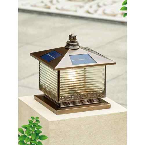 全铜太阳能柱头灯室外防水庭院灯别墅花园简约大门灯柱子灯门柱灯