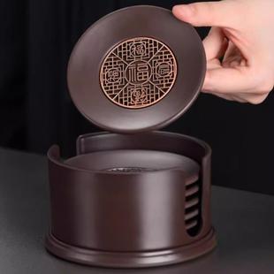 电木茶杯垫套组家用中式圆形茶杯隔热垫茶托底座茶垫功夫茶具配件