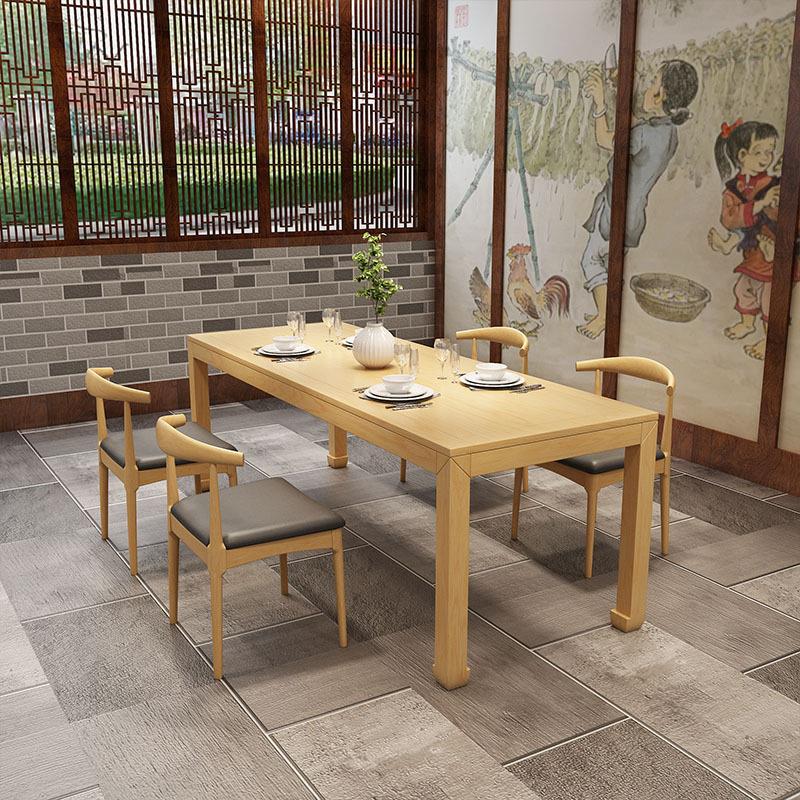新中式实木餐桌椅家用客厅吃饭桌简约原木六人桌禅意茶台书画案桌