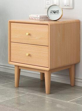 实储木床头柜约室落查看详情地超窄简收纳物家用卧榉木简易带抽屉