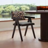 超菲北欧实木餐椅中古设计师家用昌迪加尔复古书房靠背扶手餐桌椅