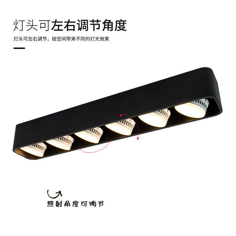 源头工厂明装吸顶灯六头方形黑白简约防眩42WCOB吸顶灯定 制
