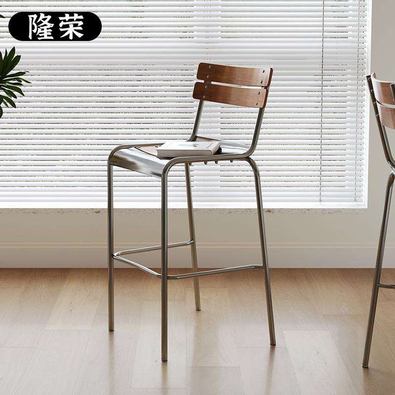 中古吧台椅家用靠背椅北欧简约轻奢酒吧椅岛台咖啡厅铁艺高脚凳子