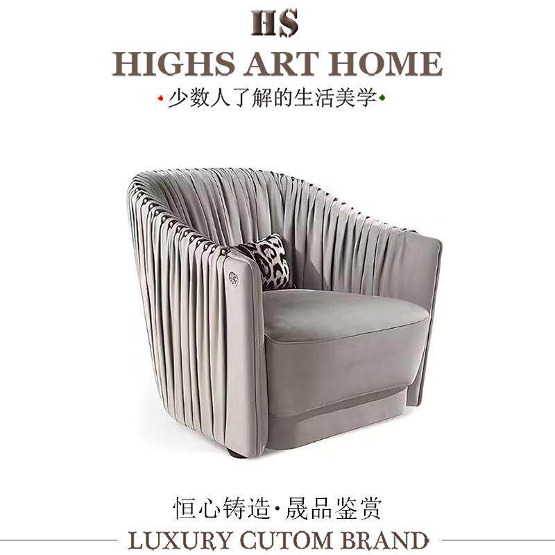 意大利robertocavalli轻奢磨砂真皮沙发现代设计师款别墅客厅家具