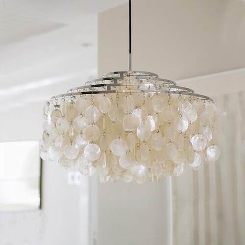 中古贝壳风铃吊灯客厅主灯创意贝母法式复古轻奢餐厅卧室灯CASA