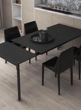铝合金岩板缩现代简约XED可折叠长方形户型单边小伸餐桌转旋拉伸