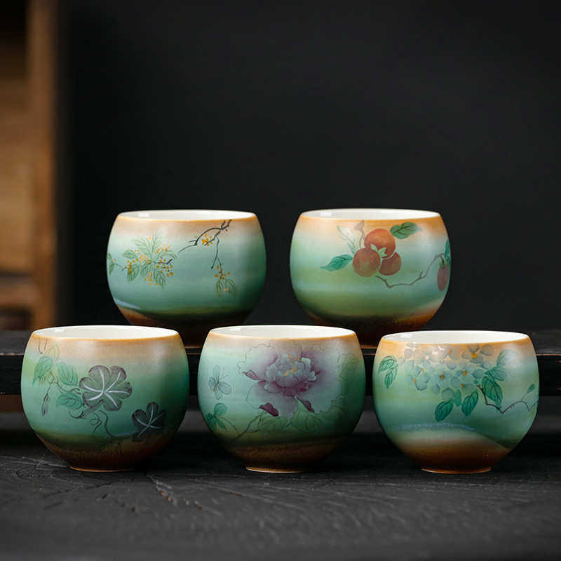 柴烧手绘山水草木灰釉茶杯纯手工中式仿古窑变釉品茗杯陶瓷主人杯,餐饮具,茶杯,淘宝优惠券,粉丝福利购,淘宝优惠卷