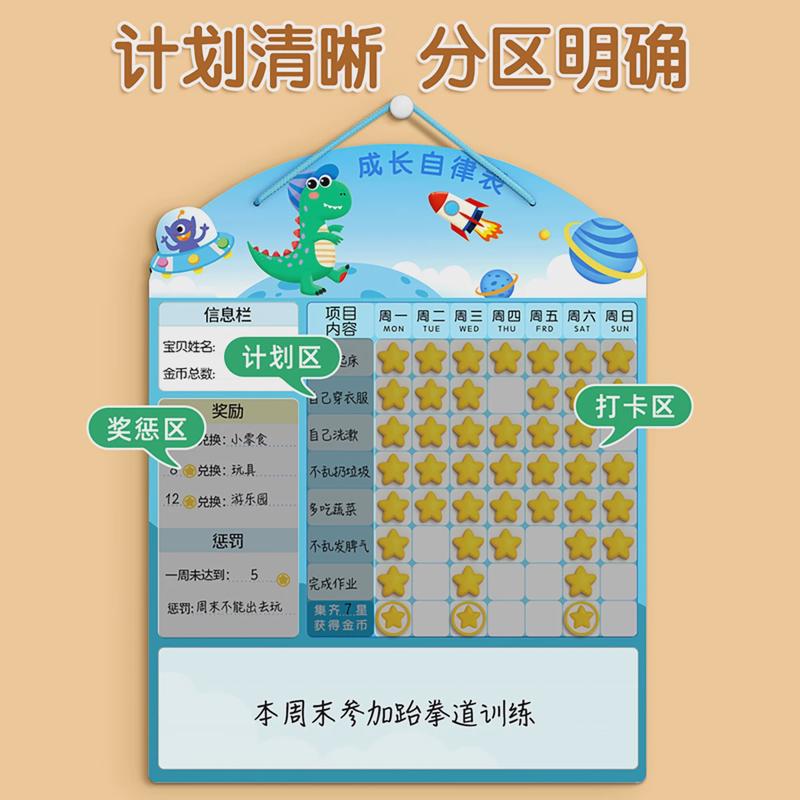 儿童成长自律表奖励记录学习计划表孩子的积分卡贴纸鼓励墙贴榜表