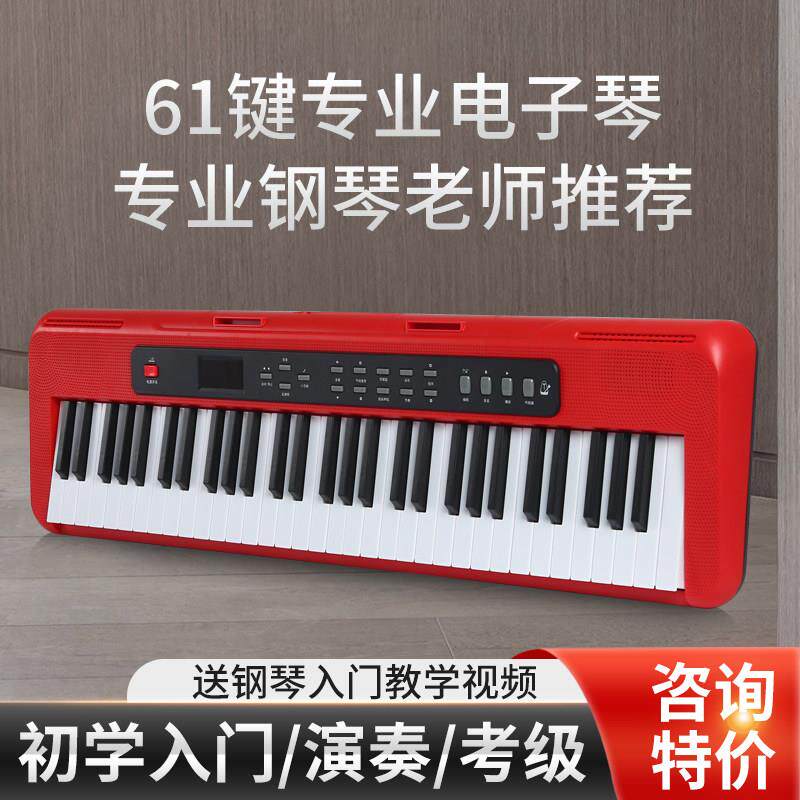 专业便携式电子琴61键盘成年人初学者入门幼师儿童多功能家用电钢