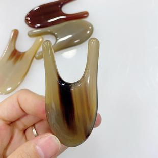 牛角刮痧板牛角面推扁平鼻梁按摩器牛角眼刮小黄牛角鼻梁眼窝两用