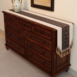 美式 桌茶几电视柜布长条五斗柜餐餐边VCX柜 桌旗旗轻桌奢高端欧式