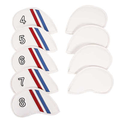 工厂自供荔枝纹Pu刺绣魔术贴闭合headcover球杆套高尔夫铁杆套