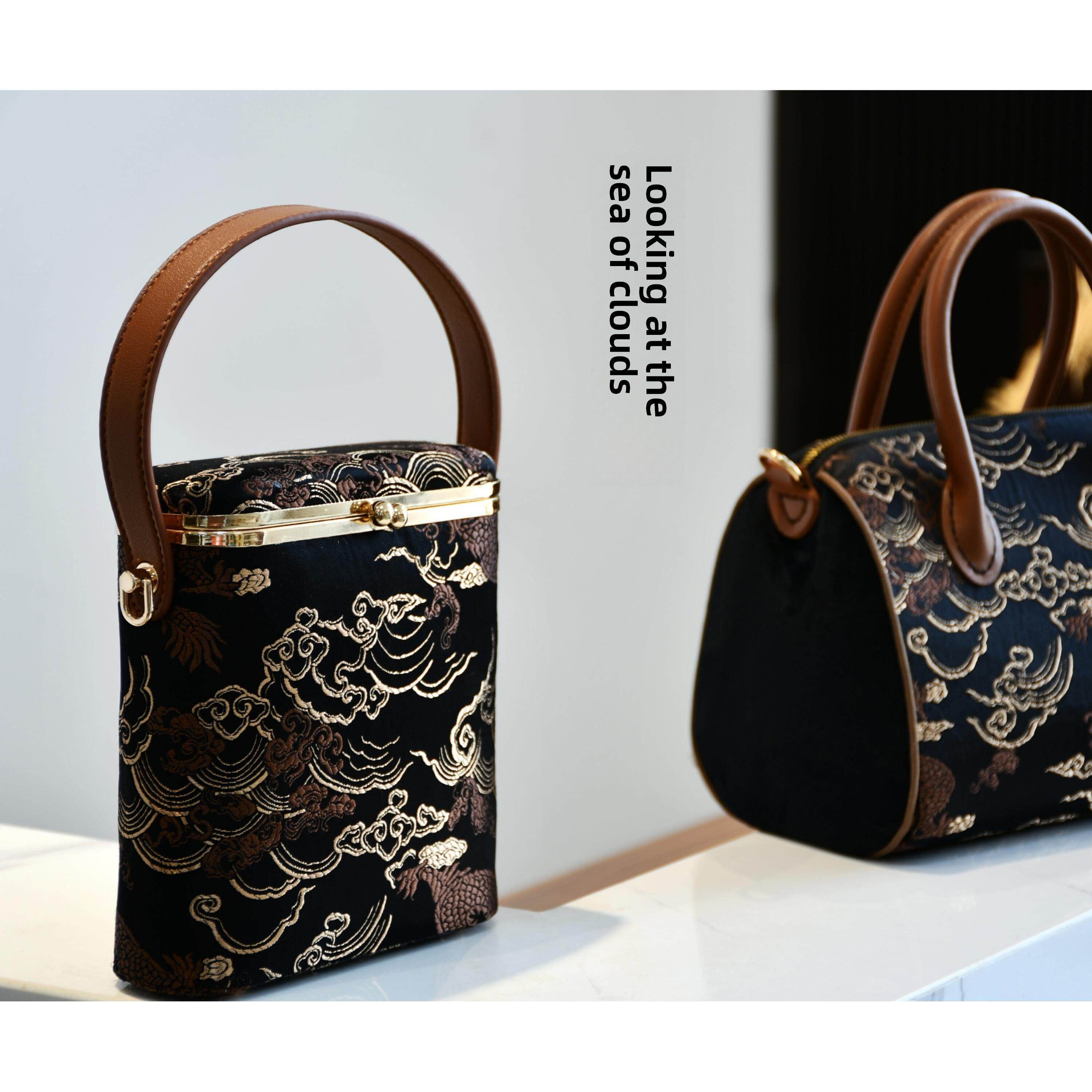 云与海看起来新的中国风金袋DIY材料袋非物质文化遗产手工袋丝绸