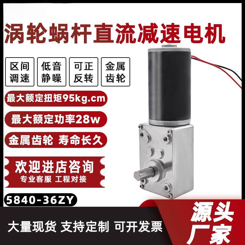 新永泰5840涡轮蜗杆大扭力矩直流减速电机调速慢速36ZY马达12V24V