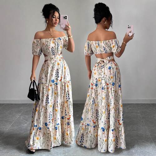 Elegant Backless One-Shoulder Tie Dress