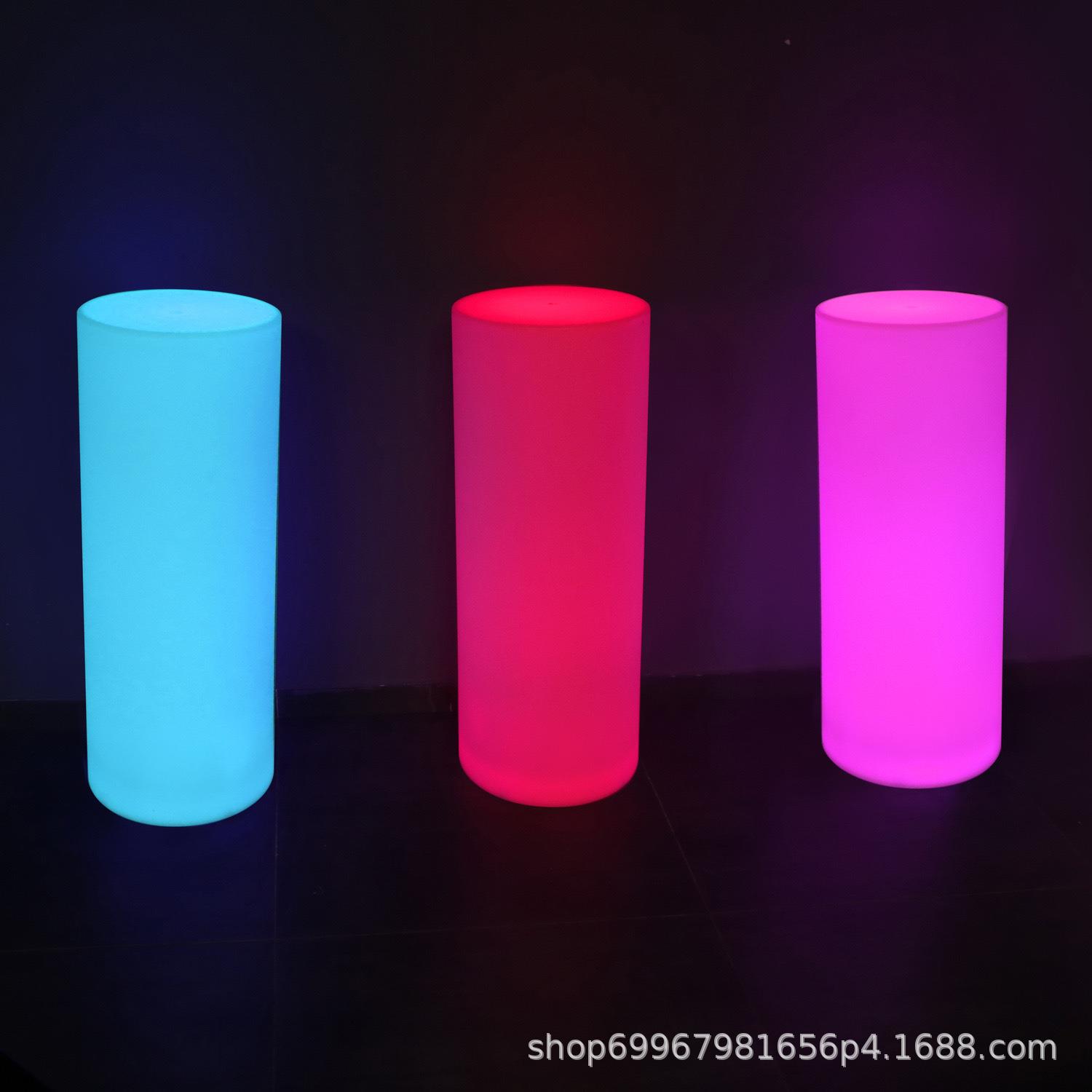 LED发光夜柱灯户外商场美圆陈创桌意餐厅景灯别墅庭院引路装SDY饰