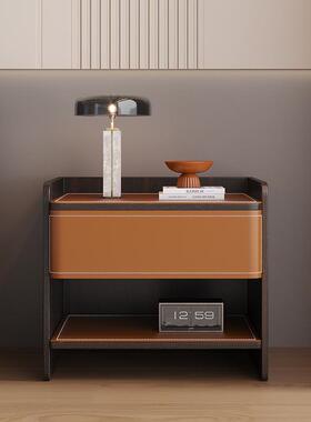 酒店床头柜民宿马鞍皮卧柜室收MRMA01款纳实木漆宾床边免柜意馆式