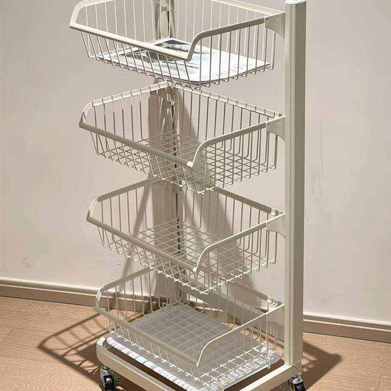 白色系厨房置物架小推车家用多层蔬菜架水果架家居好物落地置物架