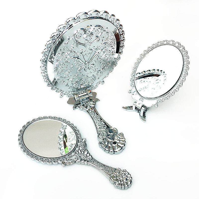 韩国进口化妆镜来自星星的你同款可携式折叠小镜子随身手柄外出镜