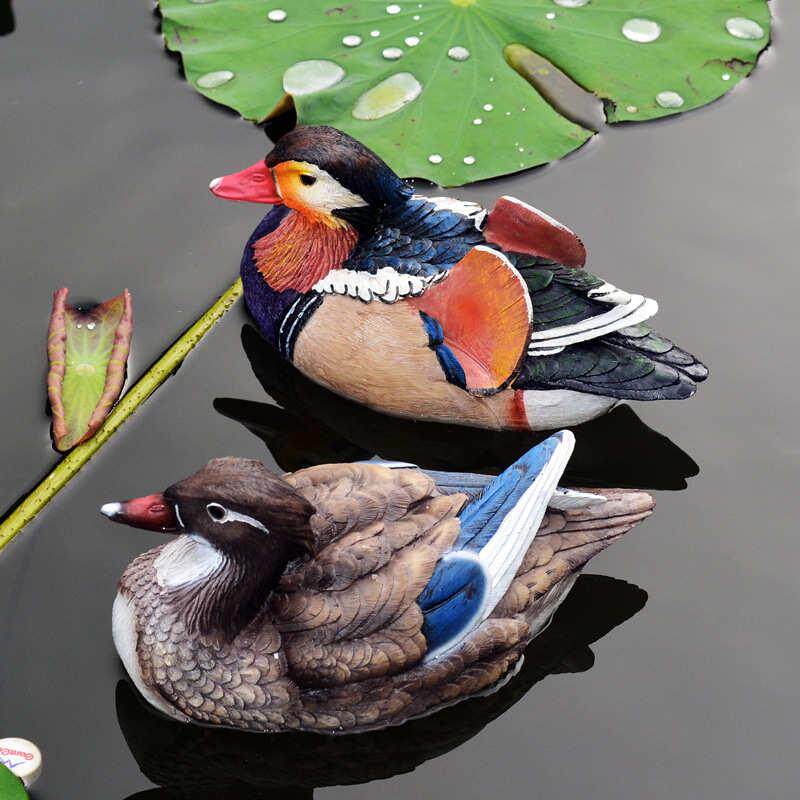 花园摆件院子装饰水池动物鸳鸯摆件树脂工艺户外鱼池装饰造景