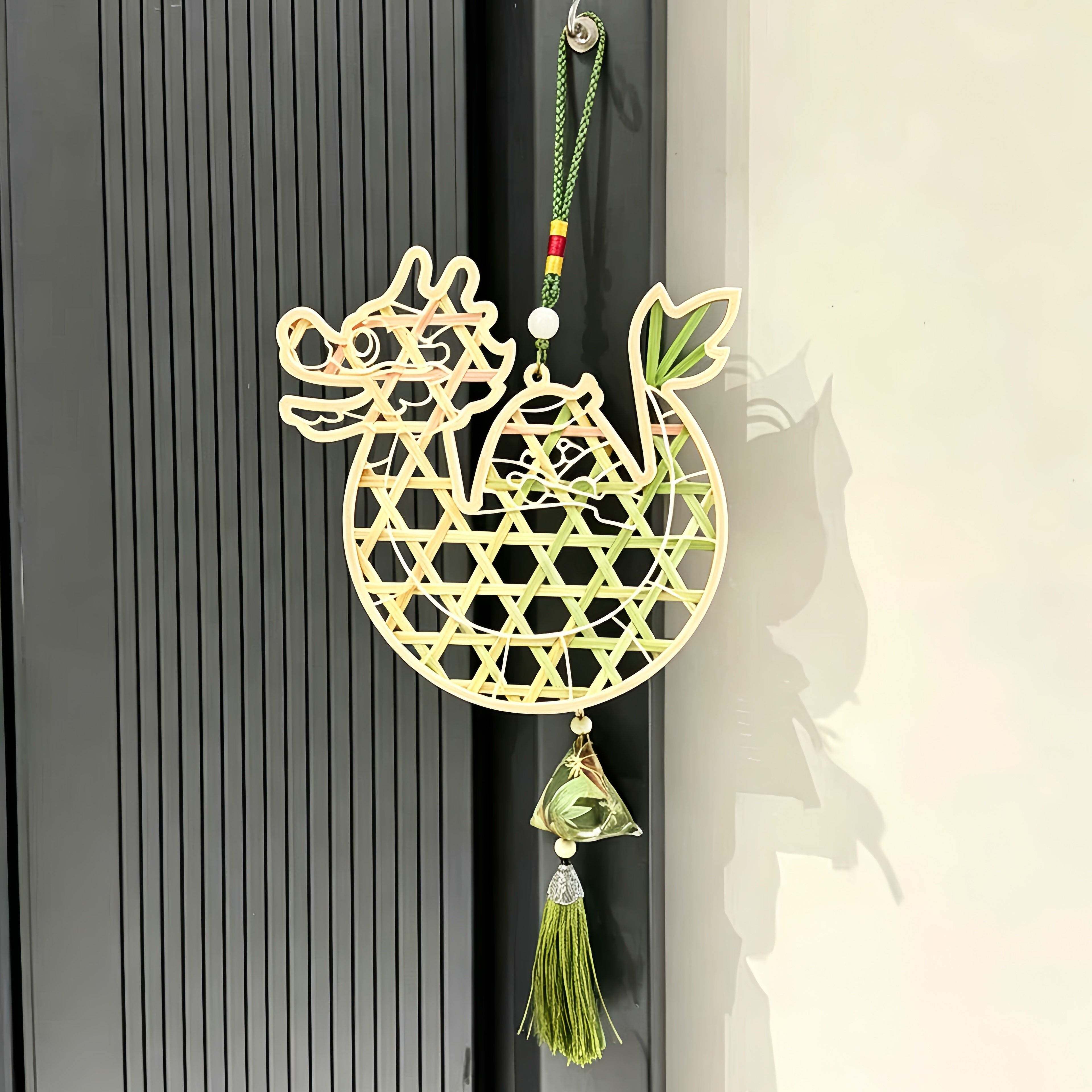 端午节竹编风铃手工diy材料包古风竹编龙舟粽子挂饰送朋友家挂件