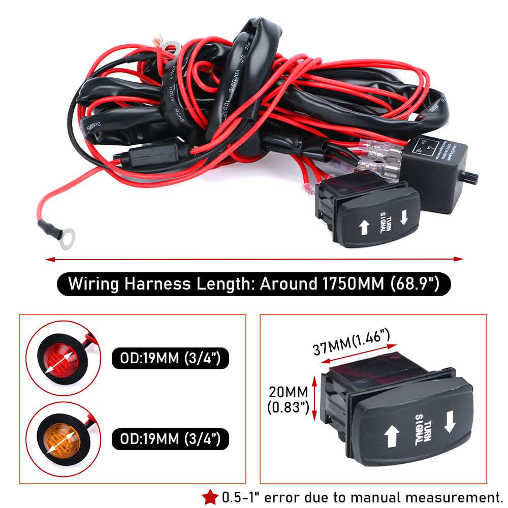 品 通用 ATV/UTV 转向信号套件喇叭闪光继电器套件