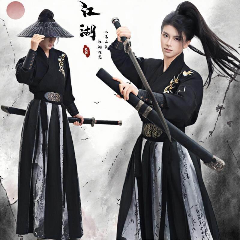 汉服男装武侠风侠客书生原创中国风古装齐腰绣花古风学生日常班服图片