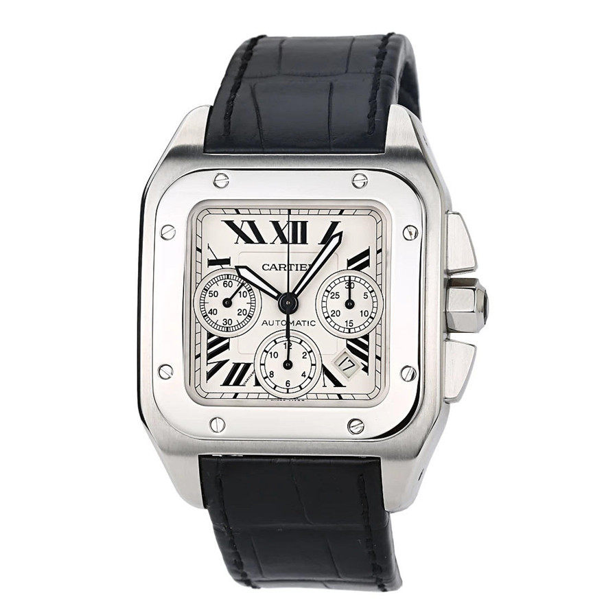 先鉴后发 98新卡地亚山度士计时日历W20090X8自动机械男士腕表