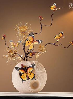 蝶迎花10268292瓶摆公件玄关客厅餐厅房间酒店办室台面仿真彩花装