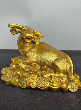 全铜金钱卧牛饰牛TM619681肖牛卧牛客厅家居风水装招财炒生股摆设
