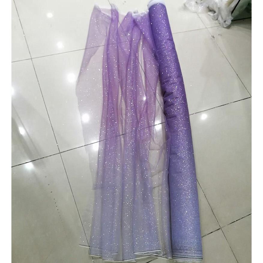 蓝色红色紫色渐变喷银闪亮片细粉网纱软纱渐变纱婚纱礼服面料布料